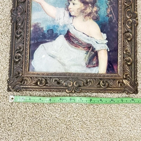 Vintage 1960’s Italian Ornate Gold Framed Reynolds Child Portrait “master hare”